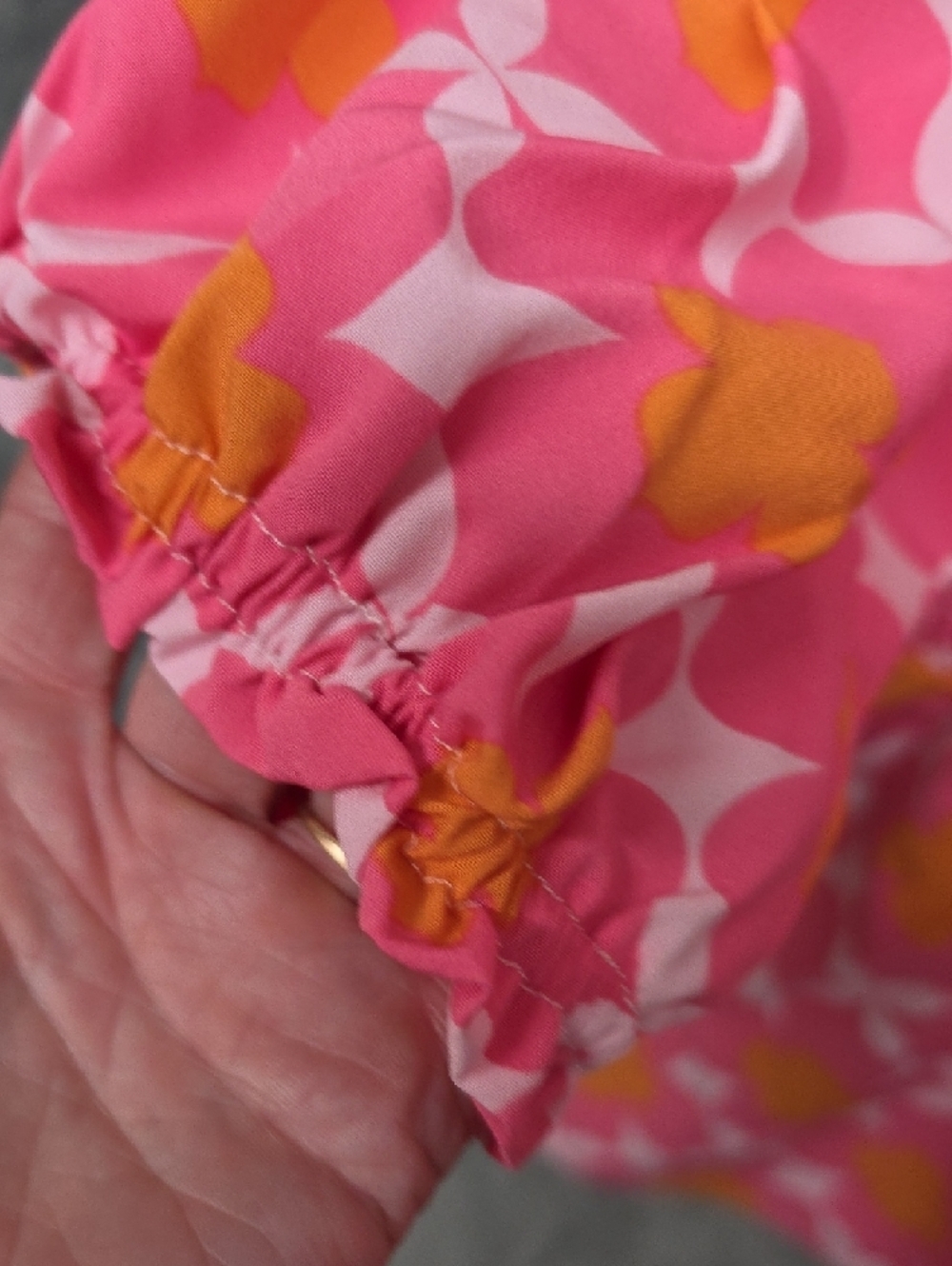 White House Black Market Pink & Orange Floral Smocked Peplum Blouse - Picture 3 of 7